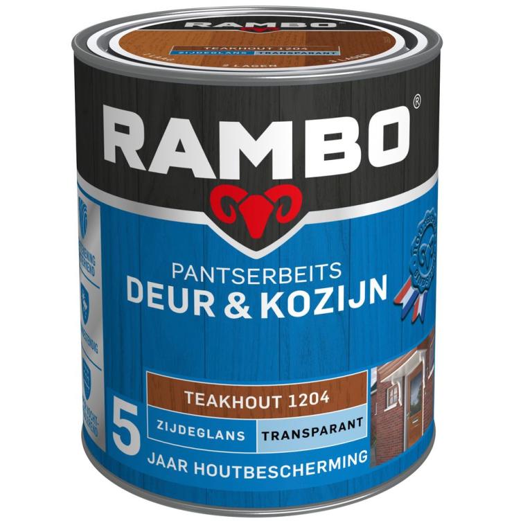 Rambo Pantserbeits zijdeglans deur & kozijn 1204 teakhout 750ml