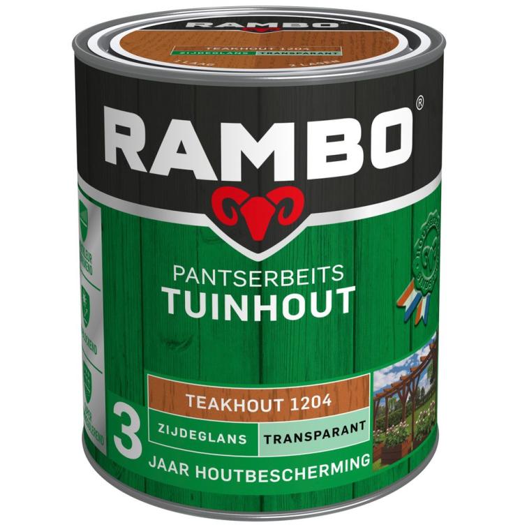Rambo Pantserbeits zijdeglans tuinhout 1204 teak hout 750ml