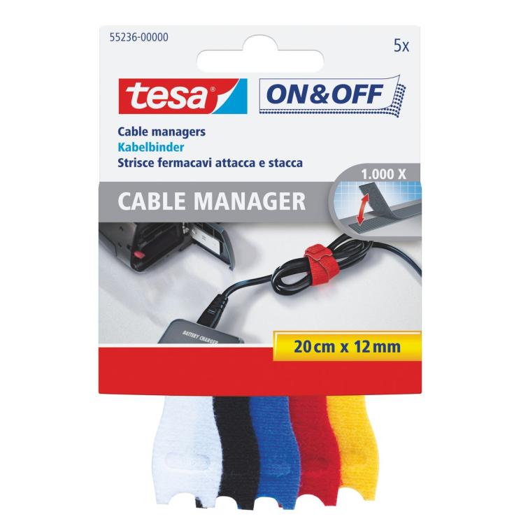 Tesa On&Off kabelbinder rond 12mm multi 5st