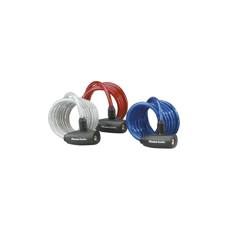 Masterlock kabel cilinderslot ⌀8x180 cm 3st staal rood, wit, blauw
