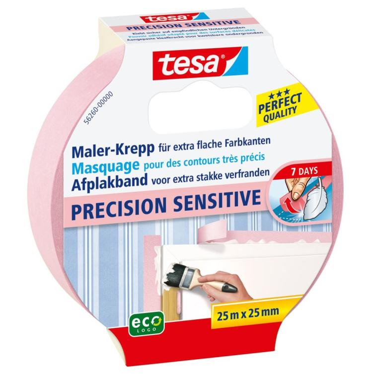 Tesa Precision Sensitive afplakband roze 25mmx25m