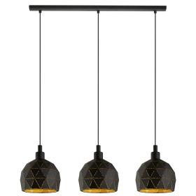 Eglo hanglamp Roccaforte 3-lichts zwart/goud