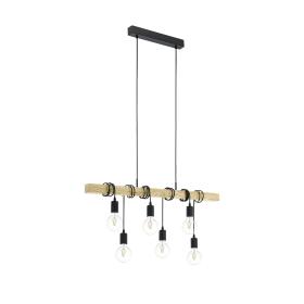 Eglo hanglamp Townshend 6-lichts zwart/hout