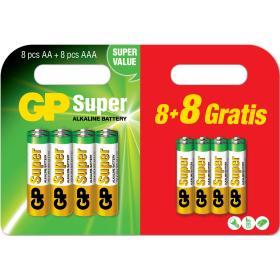 GP Batterij Super Alkaline 8xAA en 8xAAA