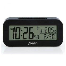 Alecto digitale wekker met thermometer zwart 10,8x4,7cm