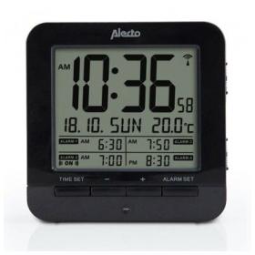 Alecto digitale wekker met thermometer zwart 9x9cm