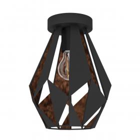Eglo LED plafondlamp Carlton 1 zwart, koper ⌀20,5cm warm wit dimbaar
