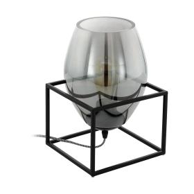 Eglo tafellamp Olival 1 E27 zwart/rookglas