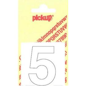 Pickup Helvetica plakcijfer 5 wit 40mm