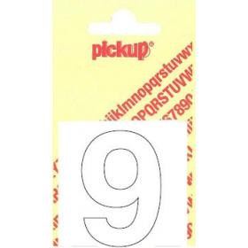 Pickup Helvetica plakcijfer 9 wit 40mm