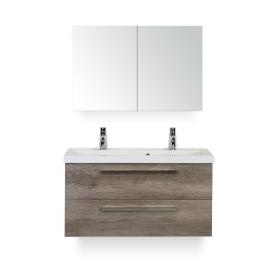 Sanox badkamermeubelset Sevilla 170x100x46cm bruin, wit met spiegel