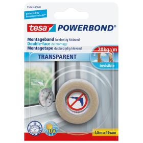 Tesa Powerbond montagetape transparant 19mm 1,5m
