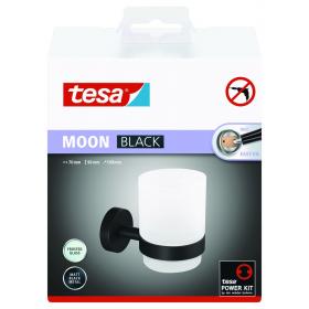 Tesa Moon bekerhouder rond glas, metaal lijm kit zwart