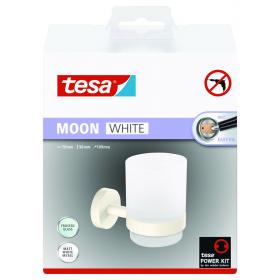 Tesa Moon bekerhouder rond glas, metaal lijm kit wit