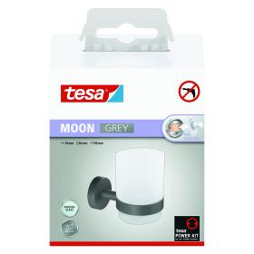 Tesa Moon tumbler holder rond glas, metaal lijm kit grijs