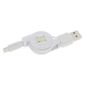 Q-Link kabelroller USB/iphone light wit 0,75m