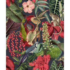 Productafbeelding van Vliesbehang jungle roze, groen, zwart 53cm x 10m JF2201.